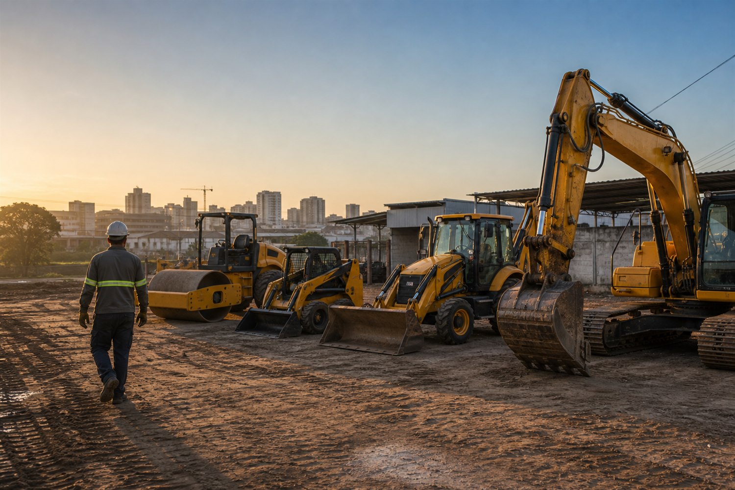 Máquinas da Construlocmaq em uma frente de trabalho